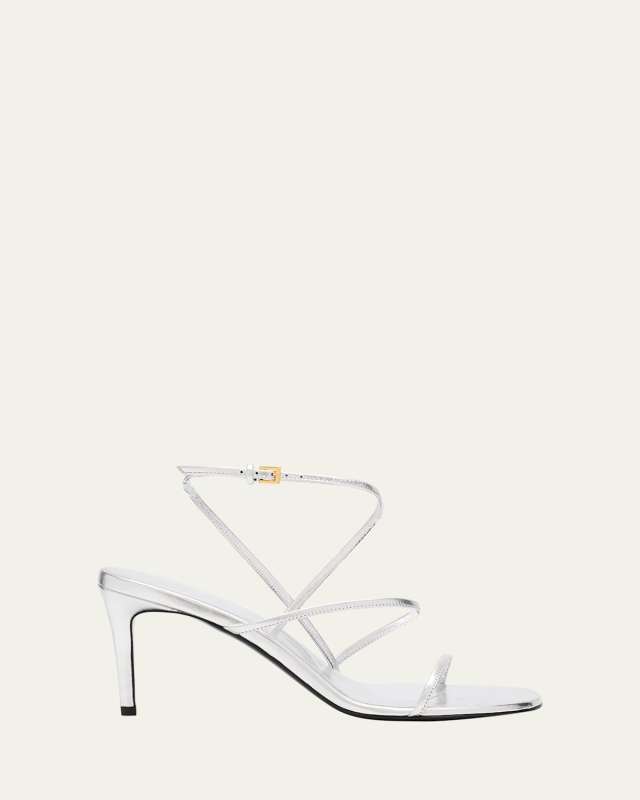 Strappy Metallic Ankle-Strap Sandals